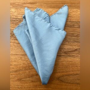 POCKET SQUARE Pure Silk Made in Italy Light Blue Hand Rolled Hem Business Unisex